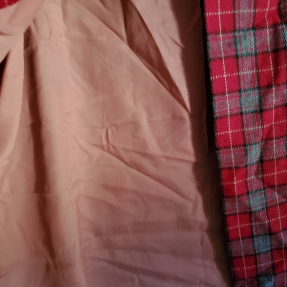 Vintage S. Eisenberg Red Plaid Lined Cape Arm Slits Wrap Poncho Open Front - Picture 6 of 10